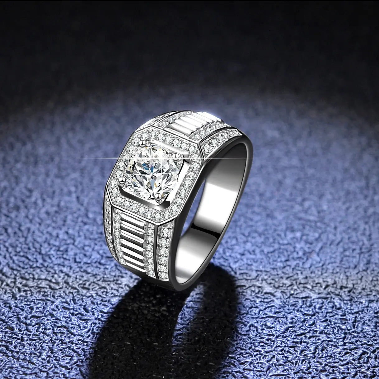 mens dress rings silver 925 Sterling Silver Diamond Wedding Band Men's Ring (J-K Color, I1-I2 Clarity)- Size 4