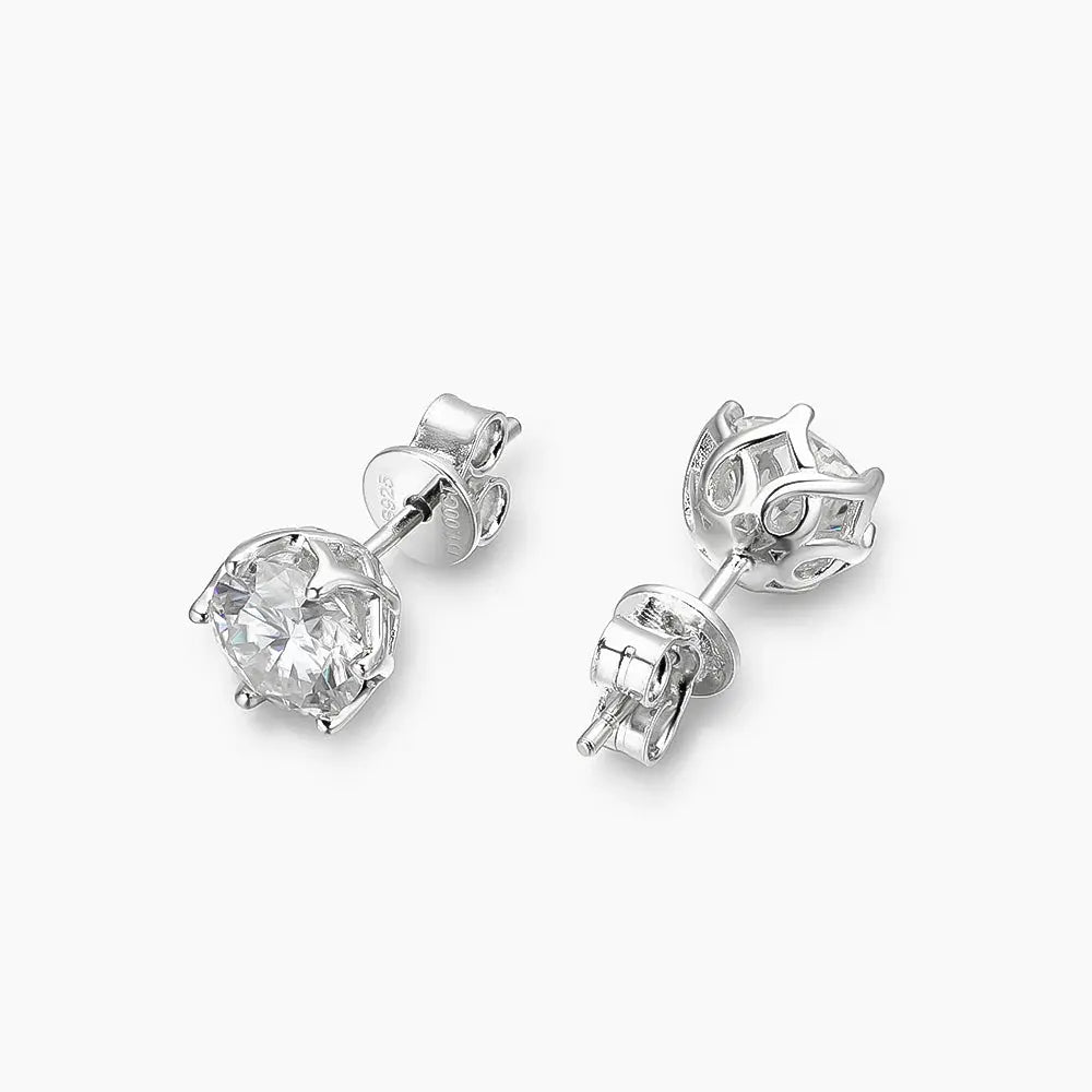 Silver, Rose silver, Yellow silver Moissanite Stud Earrings 1ctw - 2ctw Moissanite Engagement Rings & Jewelry | Luxus Moissanite