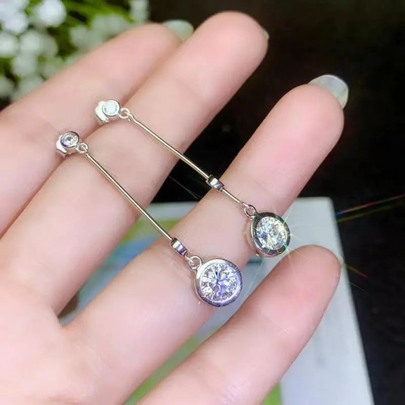 White Gold Plated Silver Moissanite Earrings 1ctw & 2ctw Options Moissanite Engagement Rings & Jewelry | Luxus Moissanite | White Gold Women Earrings
