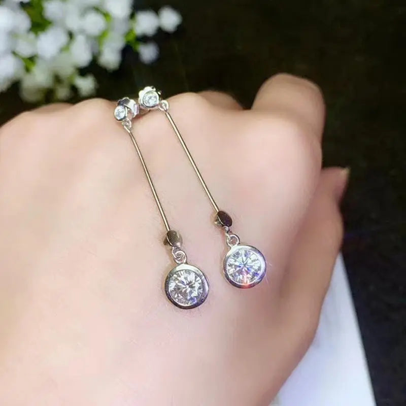 White Gold Plated Silver Moissanite Earrings 1ctw & 2ctw Options Moissanite Engagement Rings & Jewelry | Luxus Moissanite | White Gold Women Earrings
