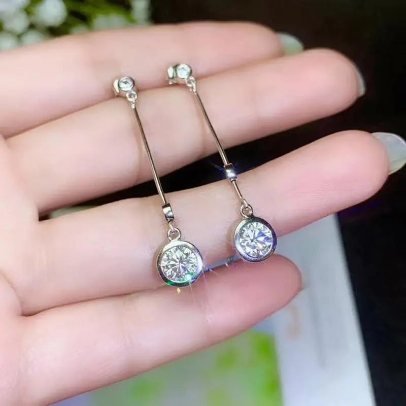 White Gold Plated Silver Moissanite Earrings 1ctw & 2ctw Options Moissanite Engagement Rings & Jewelry | Luxus Moissanite | White Gold Women Earrings