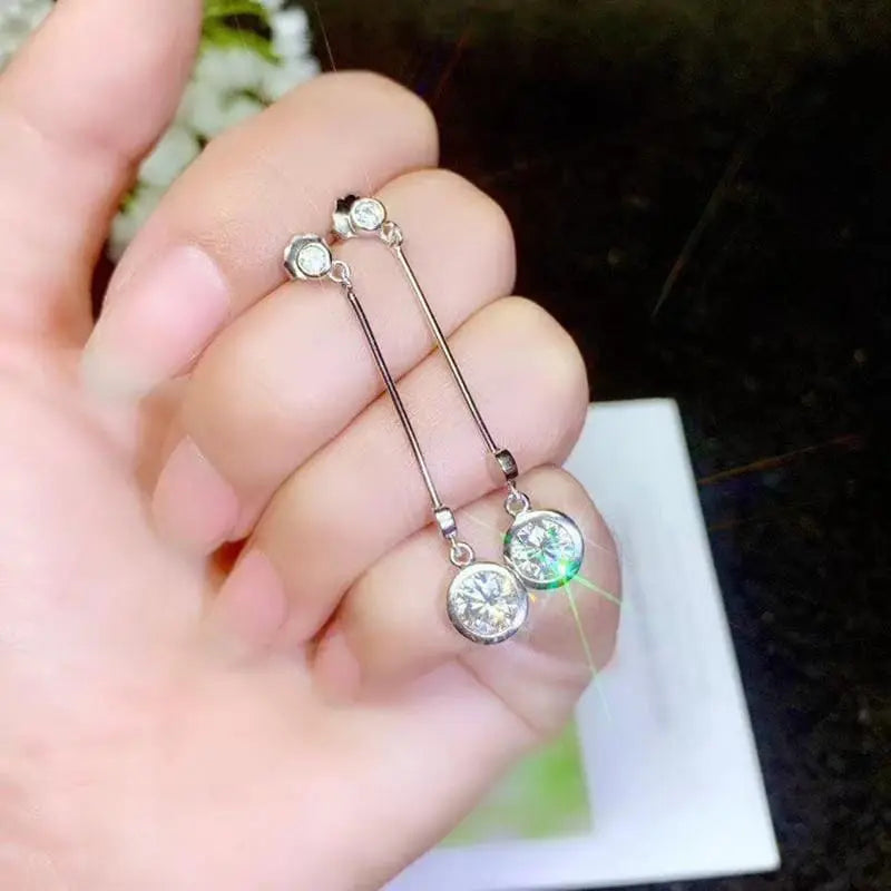 White Gold Plated Silver Moissanite Earrings 1ctw & 2ctw Options Moissanite Engagement Rings & Jewelry | Luxus Moissanite | White Gold Women Earrings