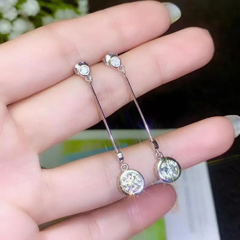 White Gold Plated Silver Moissanite Earrings 1ctw & 2ctw Options Moissanite Engagement Rings & Jewelry | Luxus Moissanite | White Gold Women Earrings