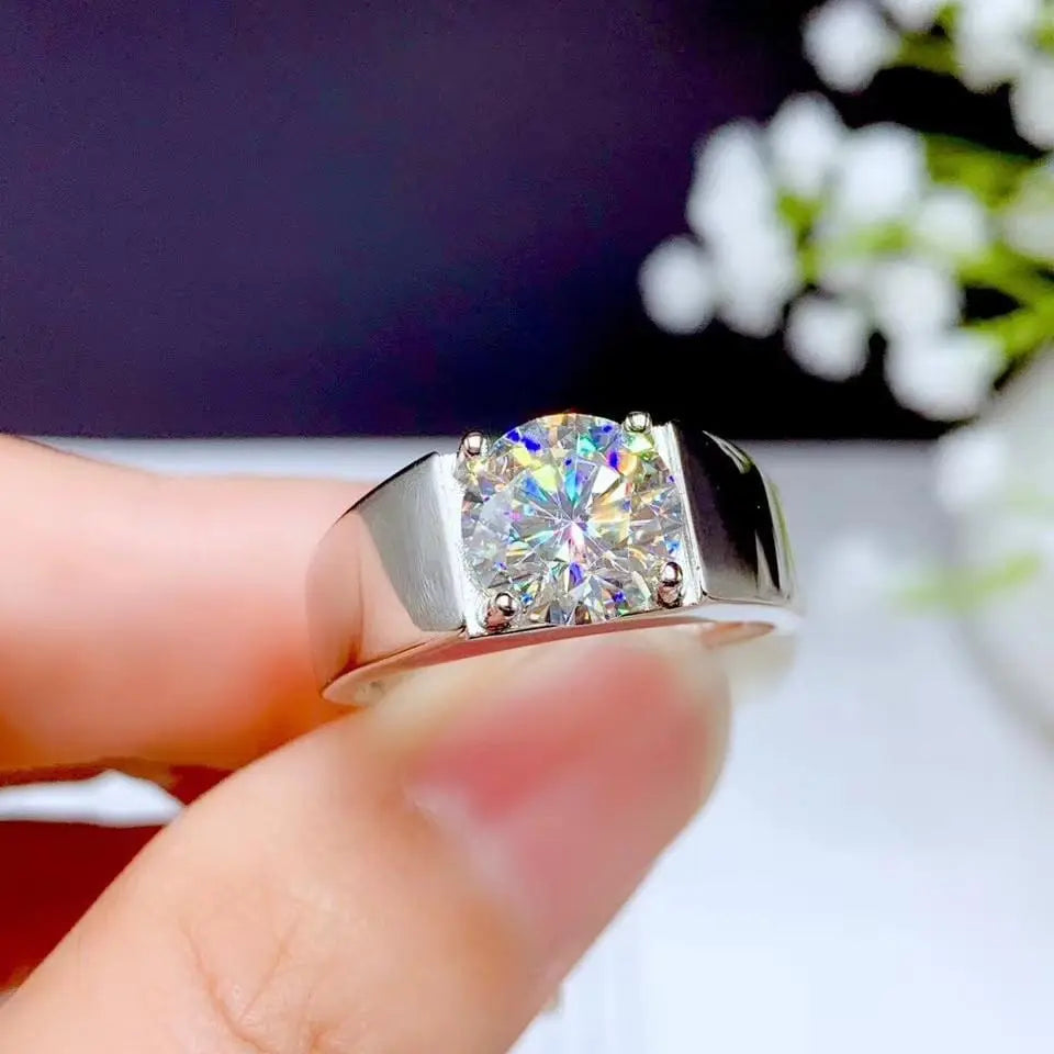 Silver Band Moissanite Unique Engagement Ring for Women