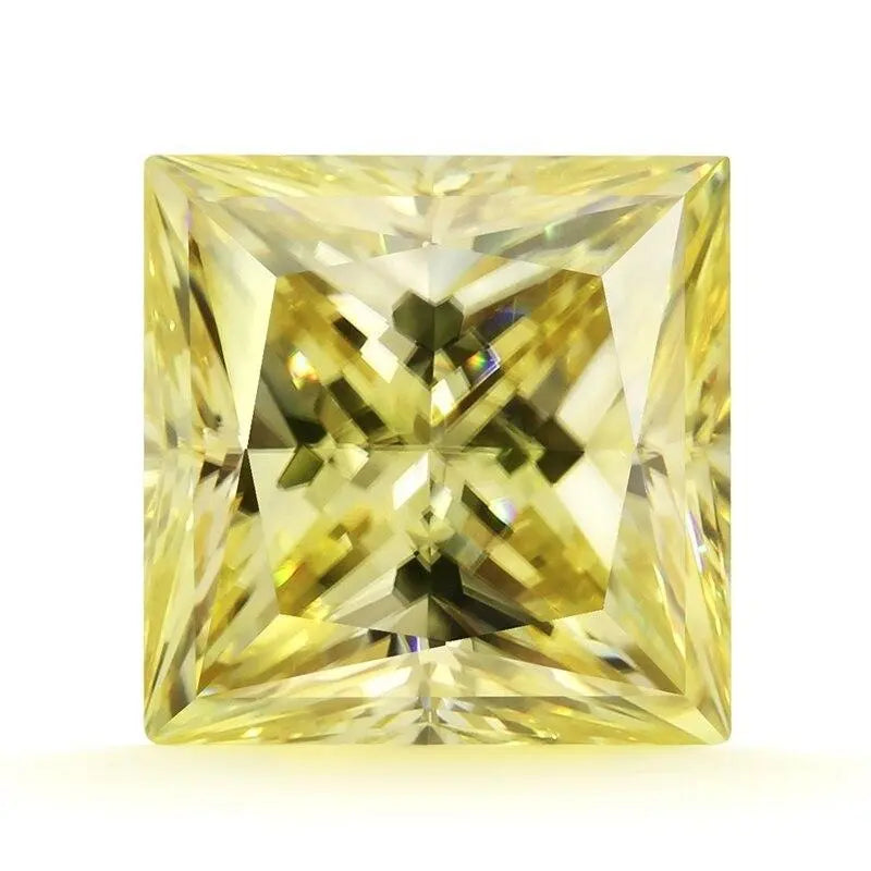 0.75ct - 9.44ct (5mm - 11.5mm) Princess Cut Golden Yellow Moissanite Stones