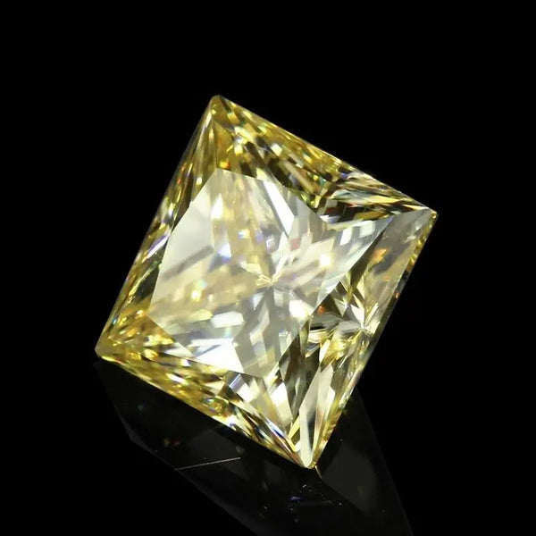 0.75ct - 9.44ct (5mm - 11.5mm) Princess Cut Golden Yellow Moissanite Stones Moissanite Engagement Rings & Jewelry | Luxus Moissanite