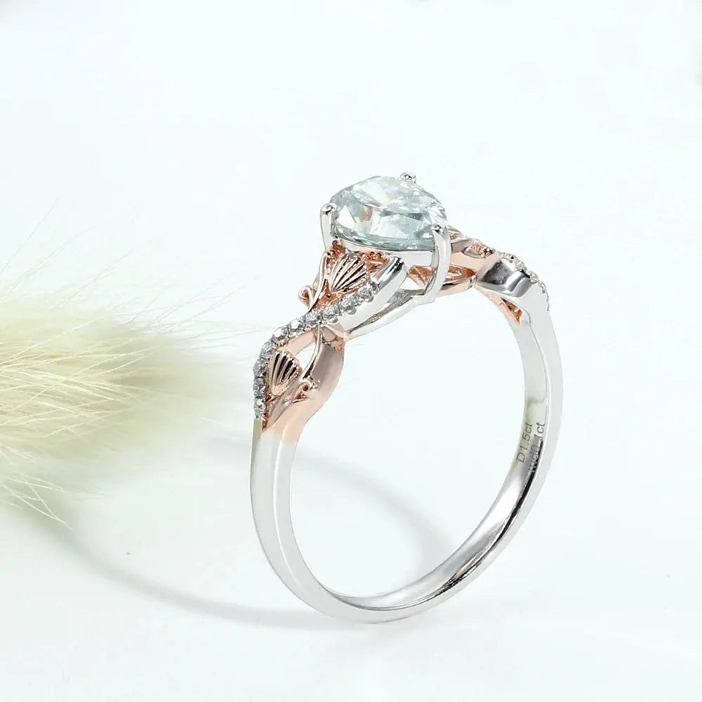 10K WHITE AND ROSE GOLD BLUE PEAR CUT MOISSANITE ENGAGEMENT RING 1CT Moissanite Engagement Rings & Jewelry | Luxus Moissanite