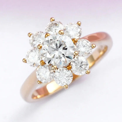 10K YELLOW GOLD MOISSANITE HALO ENGAGEMENT RING 1CT Moissanite Engagement Rings & Jewelry | Luxus Moissanite