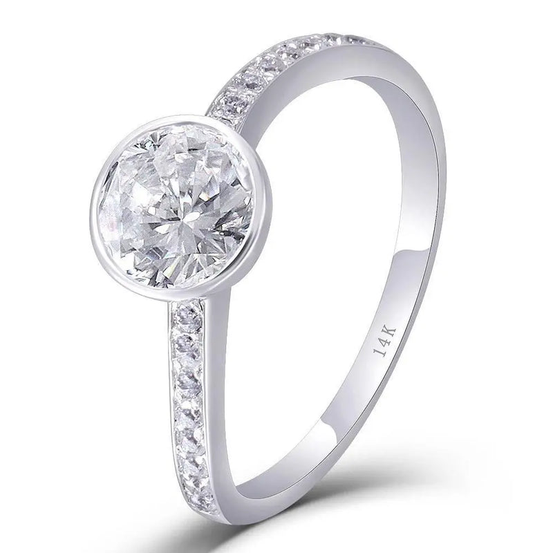10k / 14k White Gold Moissanite Ring 1ct Center Stone Moissanite Engagement Rings & Jewelry | Luxus Moissanite