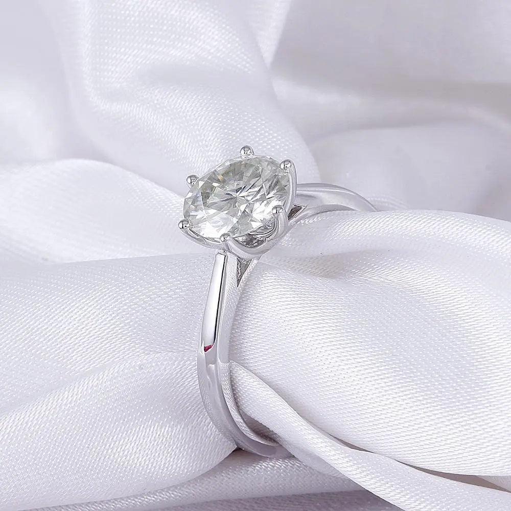 10k / 14k White Gold Solitaire Moissanite Ring 2ct or 3ct Moissanite Engagement Rings & Jewelry | Luxus Moissanite