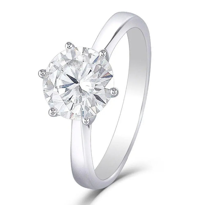 10k / 14k White Gold Solitaire Moissanite Ring 2ct or 3ct Moissanite Engagement Rings & Jewelry | Luxus Moissanite
