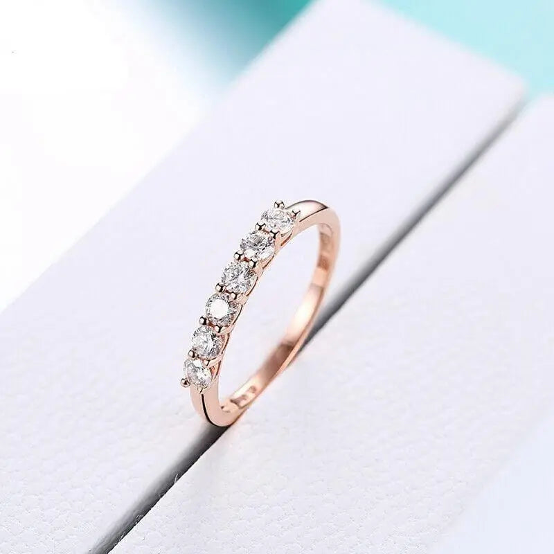 10k Rose Gold 6 Stone Moissanite Anniversary Band 0.36ct Total Moissanite Engagement Rings & Jewelry | Luxus Moissanite