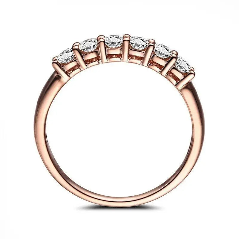 10k Rose Gold 6 Stone Moissanite Anniversary Band 0.36ct Total Moissanite Engagement Rings & Jewelry | Luxus Moissanite