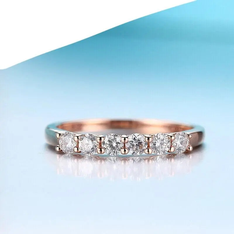 10k Rose Gold 6 Stone Moissanite Anniversary Band 0.36ct Total Moissanite Engagement Rings & Jewelry | Luxus Moissanite