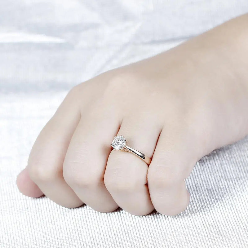 10k Rose Gold Solitaire Moissanite Ring 1ct Moissanite Engagement Rings & Jewelry | Luxus Moissanite