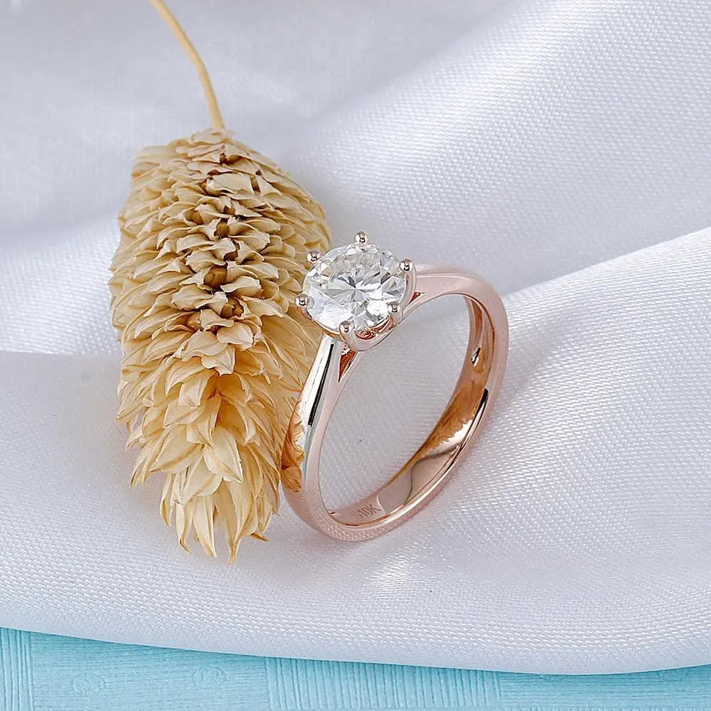 10k Rose Gold Solitaire Moissanite Ring 1ct Moissanite Engagement Rings & Jewelry | Luxus Moissanite