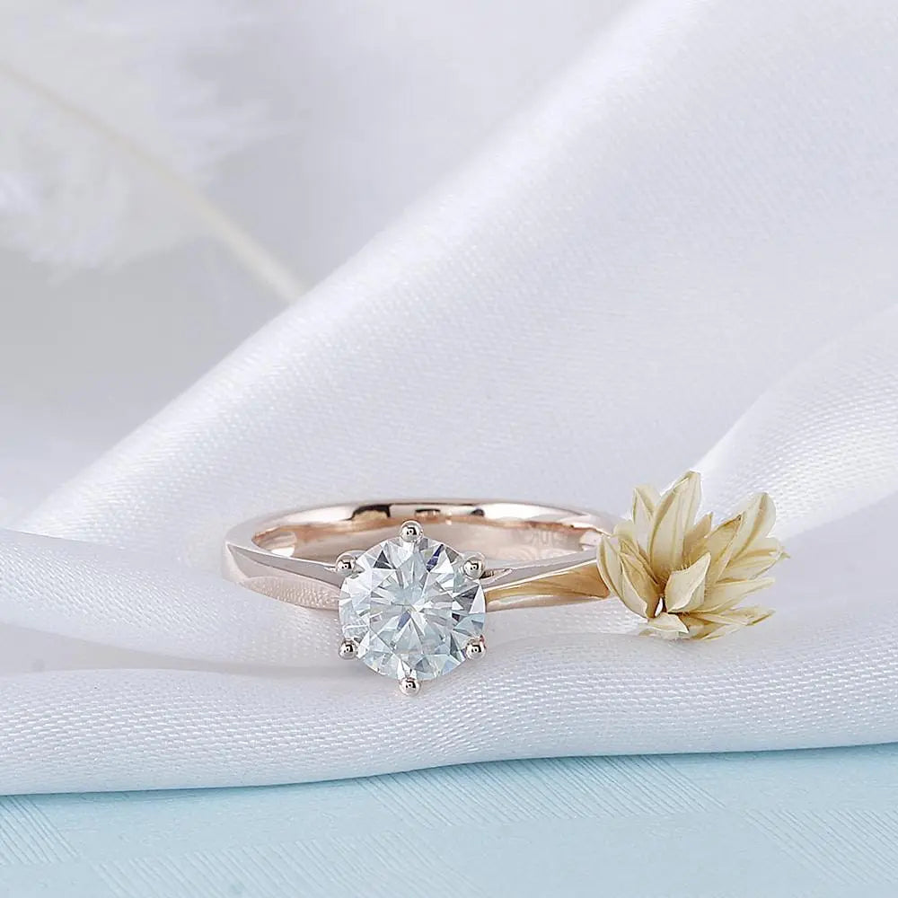 10k Rose Gold Solitaire Moissanite Ring 1ct Moissanite Engagement Rings & Jewelry | Luxus Moissanite