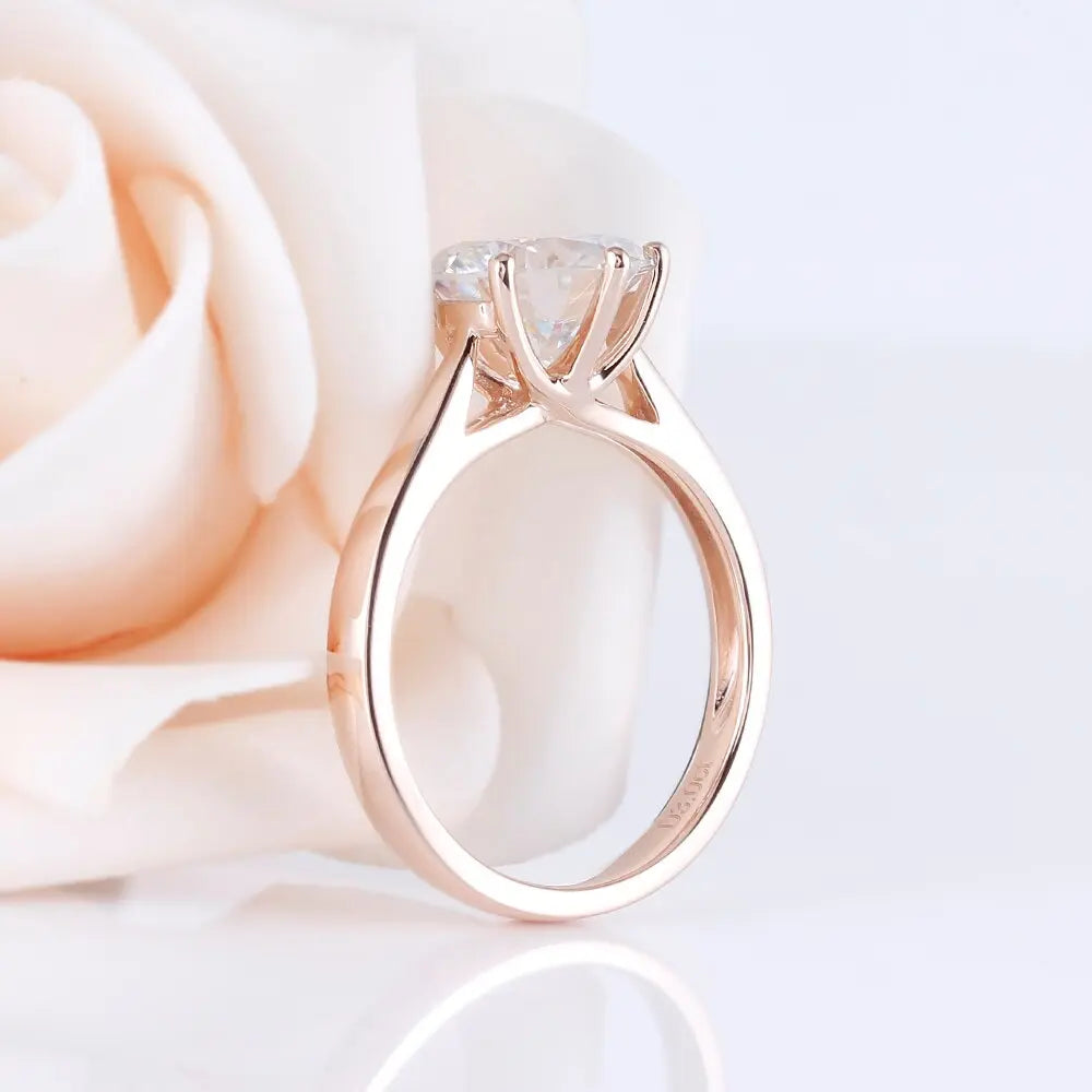 10k Rose Gold Solitaire Moissanite Ring 3ct Moissanite Engagement Rings & Jewelry | Luxus Moissanite