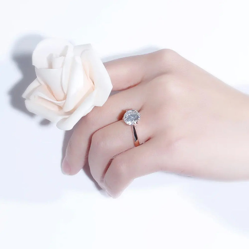 10k Rose Gold Solitaire Moissanite Ring 3ct Moissanite Engagement Rings & Jewelry | Luxus Moissanite