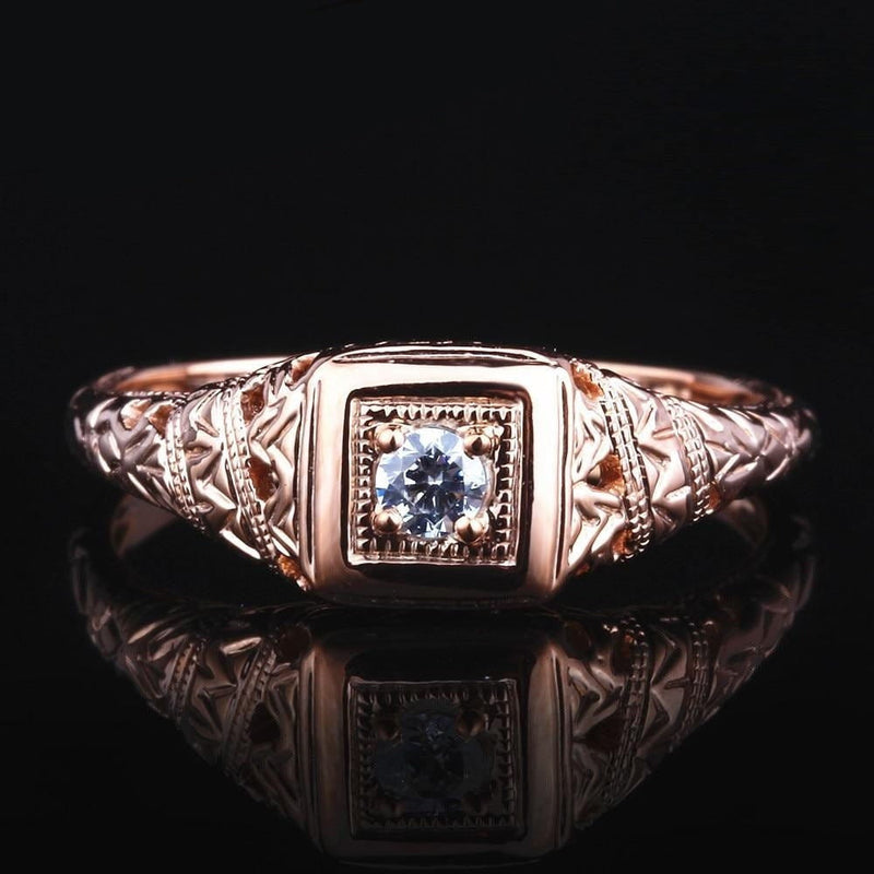 10k Rose Gold Vintage / Unique Moissanite Ring 0.1ct Moissanite Engagement Rings & Jewelry | Luxus Moissanite