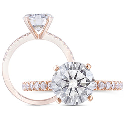 10k Rose, Yellow, or White Gold Moissanite Ring 2ct Center Stone Moissanite Engagement Rings & Jewelry | Luxus Moissanite