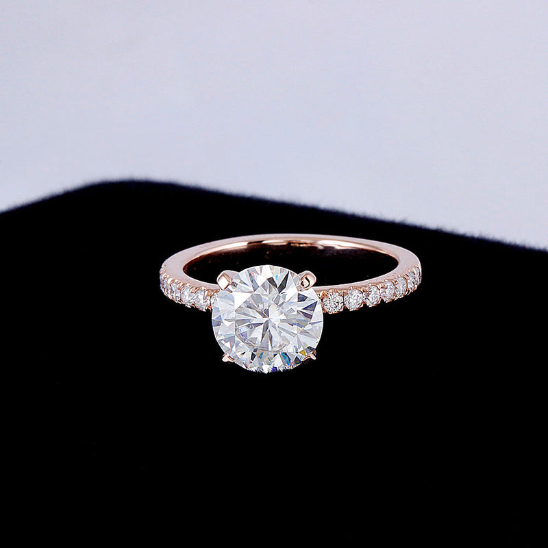 10k Rose, Yellow, or White Gold Moissanite Ring 2ct Center Stone Moissanite Engagement Rings & Jewelry | Luxus Moissanite