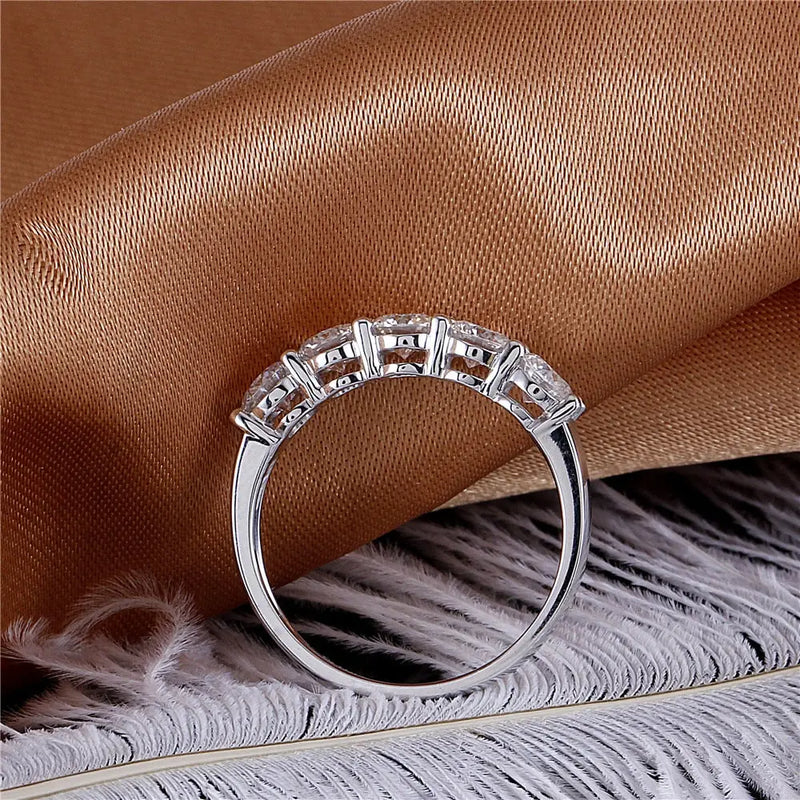 10k White / Yellow / Rose Gold 5 Stone Moissanite Anniversary Ring 1.25ct Total Moissanite Engagement Rings & Jewelry | Luxus Moissanite