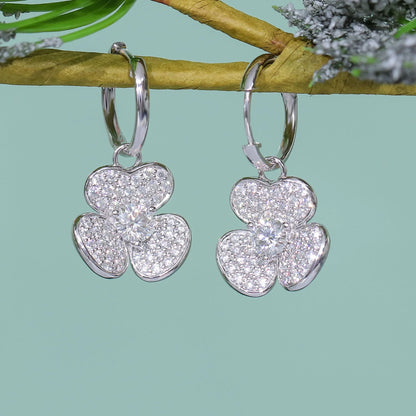 10k White / Yellow / Rose Gold Moissanite Clover Earrings 2.3ctw Moissanite Engagement Rings & Jewelry | Luxus Moissanite