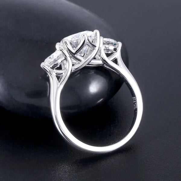 10k White Gold 3 Stone Moissanite Ring 3.5ct Total Moissanite Engagement Rings & Jewelry | Luxus Moissanite