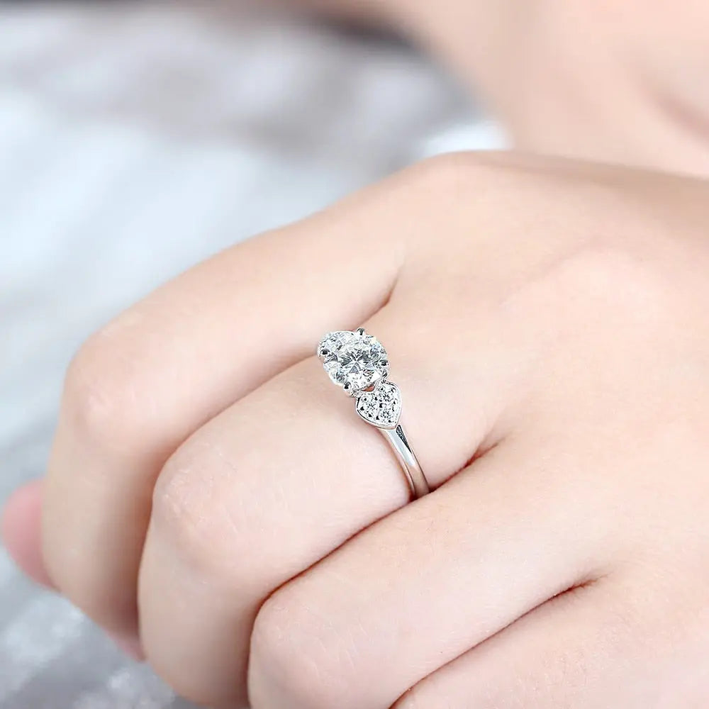 10k White Gold 3 Stone Moissanite Ring Octagon Cut 1.12ct Total Moissanite Engagement Rings & Jewelry | Luxus Moissanite