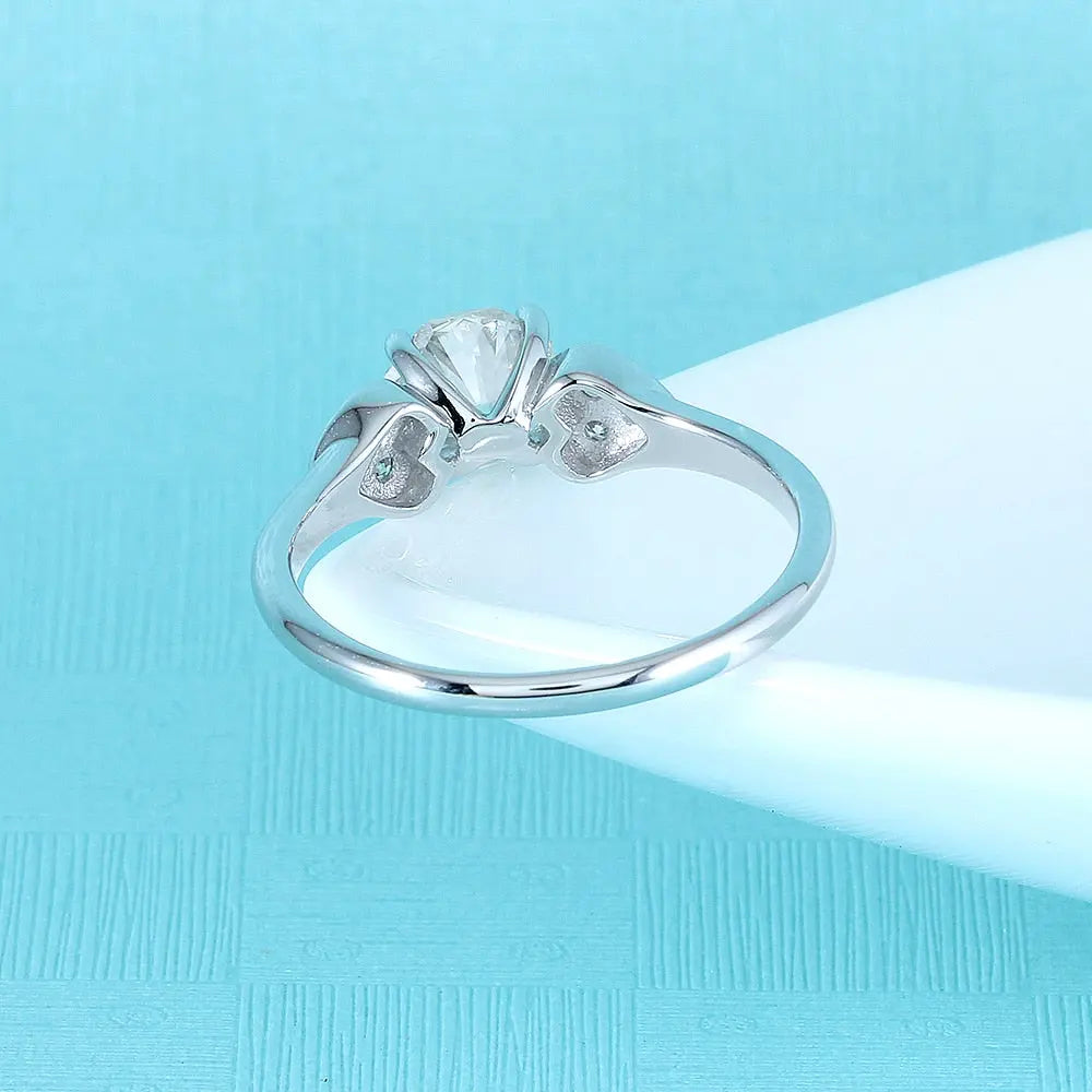 10k White Gold 3 Stone Moissanite Ring Octagon Cut 1.12ct Total Moissanite Engagement Rings & Jewelry | Luxus Moissanite