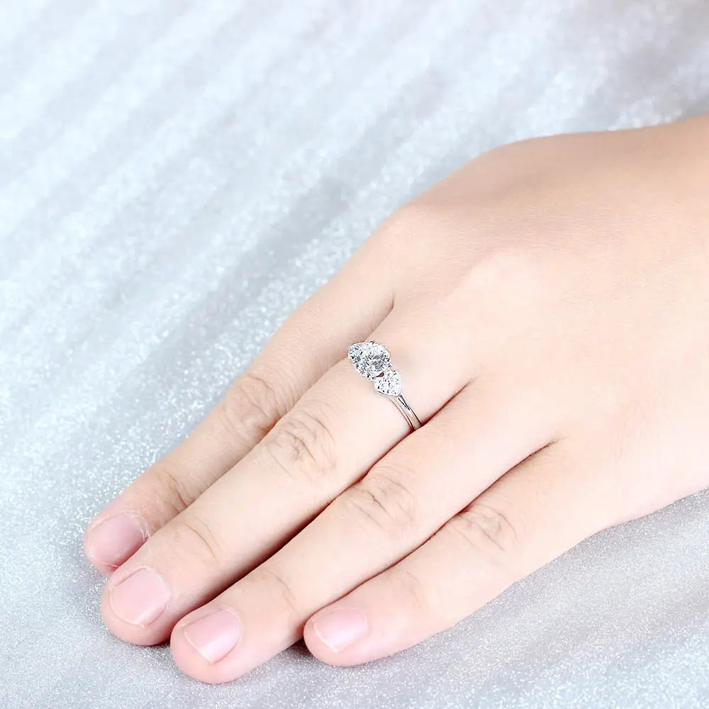 10k White Gold 3 Stone Moissanite Ring Octagon Cut 1.12ct Total Moissanite Engagement Rings & Jewelry | Luxus Moissanite