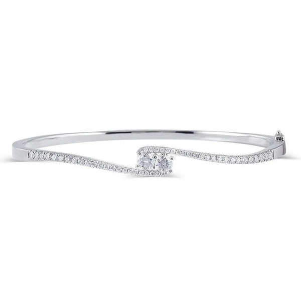 10k White Gold Bangle Moissanite Bracelet 0.5ctw Moissanite Engagement Rings & Jewelry | Luxus Moissanite