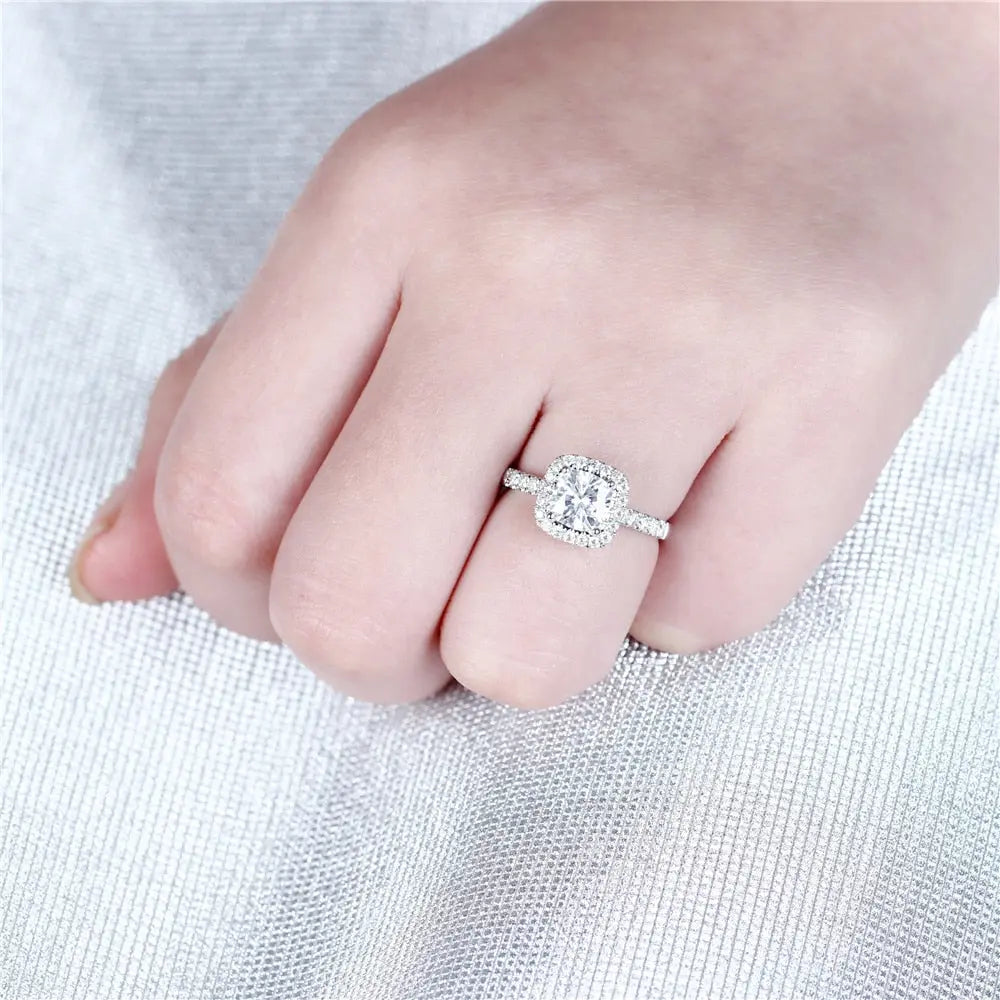 10k White Gold Halo Moissanite Ring 1.4ct Total Moissanite Engagement Rings & Jewelry | Best White Gold Ring | Luxus Moissanite