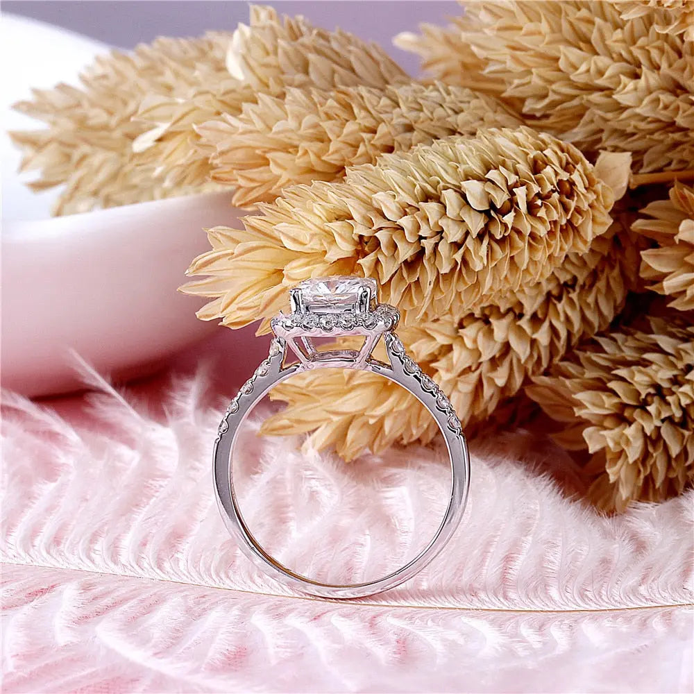 10k White Gold Halo Moissanite Ring 1.4ct Total Moissanite Engagement Rings & Jewelry | Best White Gold Ring |Luxus Moissanite