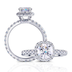 10k White Gold Halo Moissanite Ring 1ct Center Stone Moissanite Engagement Rings & Jewelry | engagement ring 10K |Luxus Moissanite