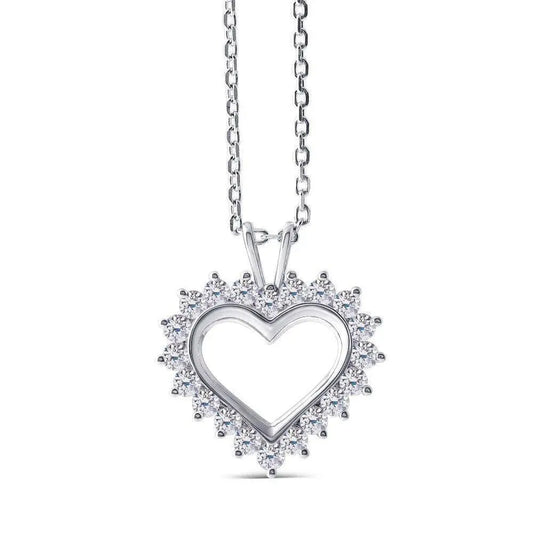 10k White Gold Heart Moissanite Necklace 1.2ct Total Moissanite Engagement Rings & Jewelry | Luxus Moissanite | 10k White Gold Heart Necklace