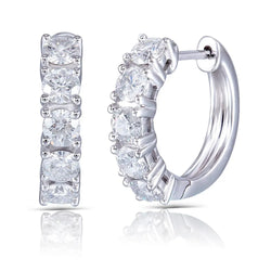 10k White Gold Hoop Moissanite Earrings 1.7ctw Moissanite Engagement Rings & Jewelry | Luxus Moissanite