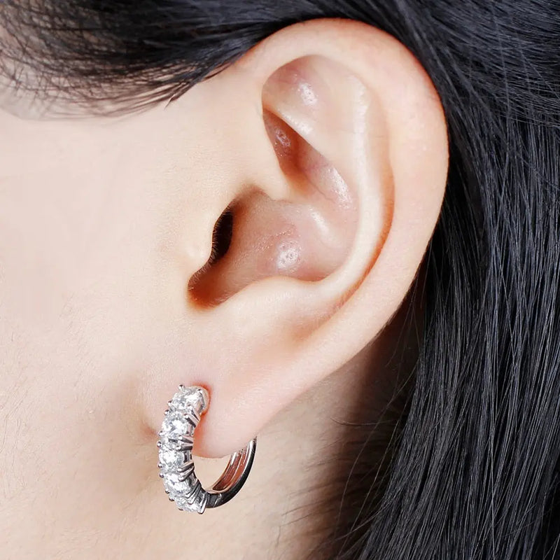 10k White Gold Hoop Moissanite Earrings 1.7ctw Moissanite Engagement Rings & Jewelry | Luxus Moissanite