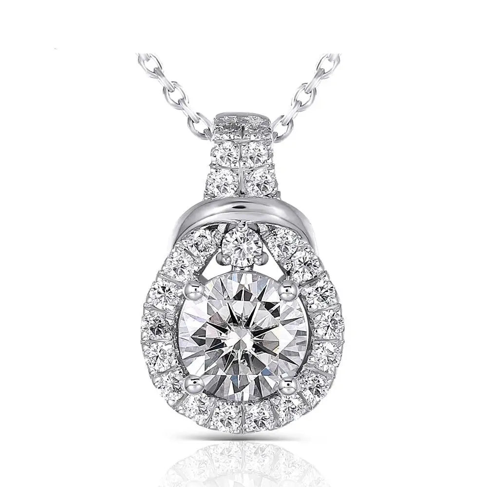 10k White Gold Moisanite Necklace / Pendant 1ct Center Stone Moissanite Engagement Rings & Jewelry | White Gold Necklace | Luxus Moissanite