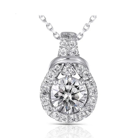 10k White Gold Moisanite Necklace / Pendant 1ct Center Stone Moissanite Engagement Rings & Jewelry | White Gold Necklace | Luxus Moissanite