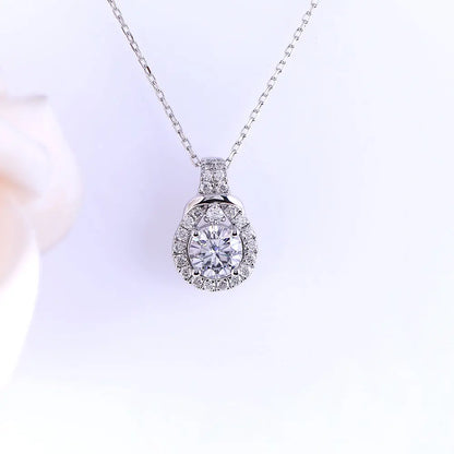 10k White Gold Moisanite Necklace / Pendant 1ct Center Stone Moissanite Engagement Rings & Jewelry | White Gold Necklace | Luxus Moissanite