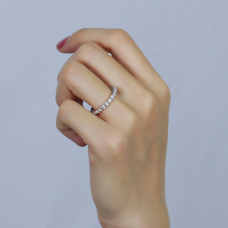 10k White Gold Moissanite Eternity Ring / Wedding Band 0.95ct Total Moissanite Engagement Rings & Jewelry | Luxus Moissanite