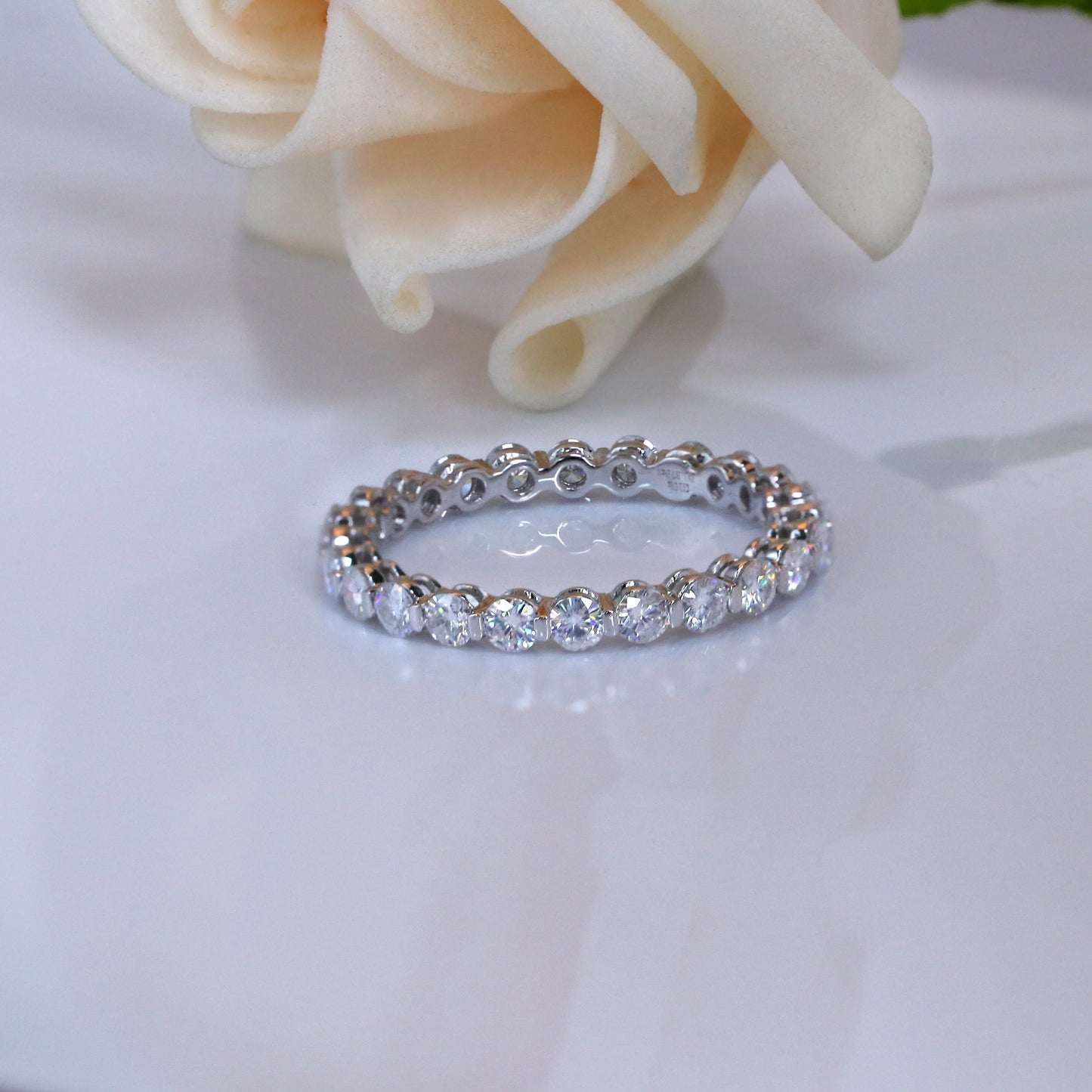 10k White Gold Moissanite Eternity Ring / Wedding Band 0.95ct Total Moissanite Engagement Rings & Jewelry | Luxus Moissanite Wedding Band Women