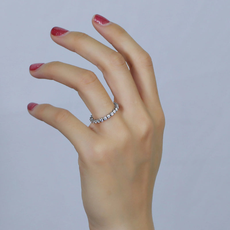 10k White Gold Moissanite Eternity Ring / Wedding Band 0.95ct Total Moissanite Engagement Rings & Jewelry | Luxus Moissanite