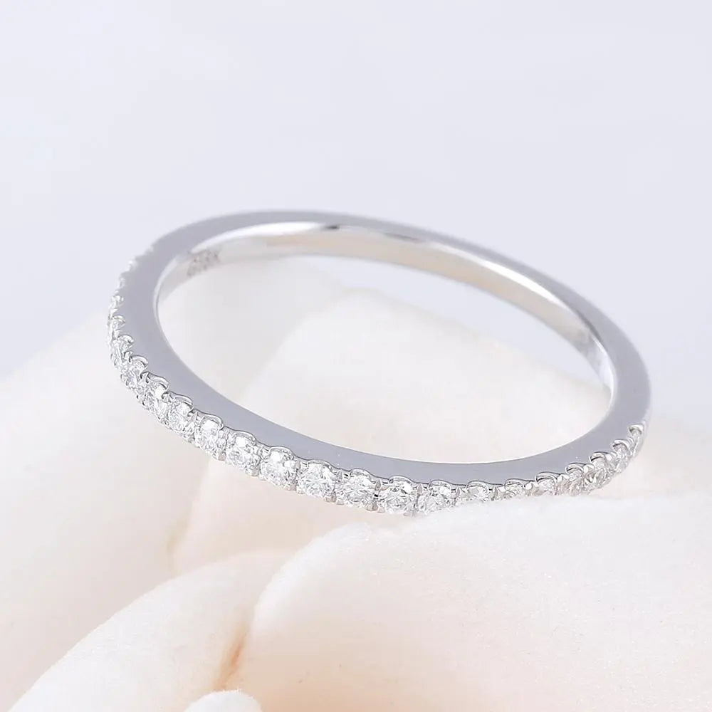 10k White Gold Moissanite Half Eternity Ring Moissanite Engagement Rings & Jewelry |  Eternity Ring Half | Luxus Moissanite