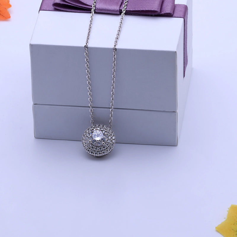 10k White Gold Moissanite Necklace / Pendant 1.5ct Center Stone Moissanite Engagement Rings & Jewelry | Luxus Moissanite