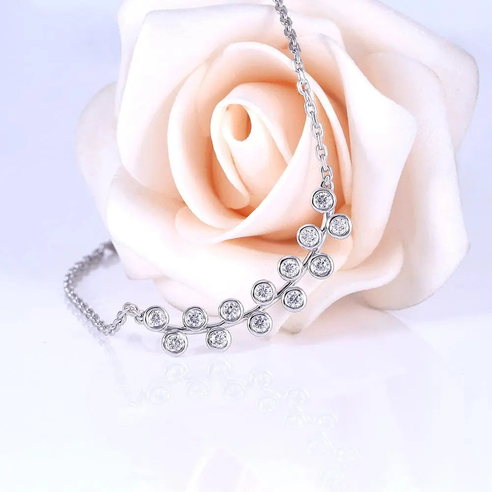 10k White Gold Moissanite Necklace 13 Stones 0.4ct Total Moissanite Engagement Rings & Jewelry | Most Beautiful Necklace | Luxus Moissanite