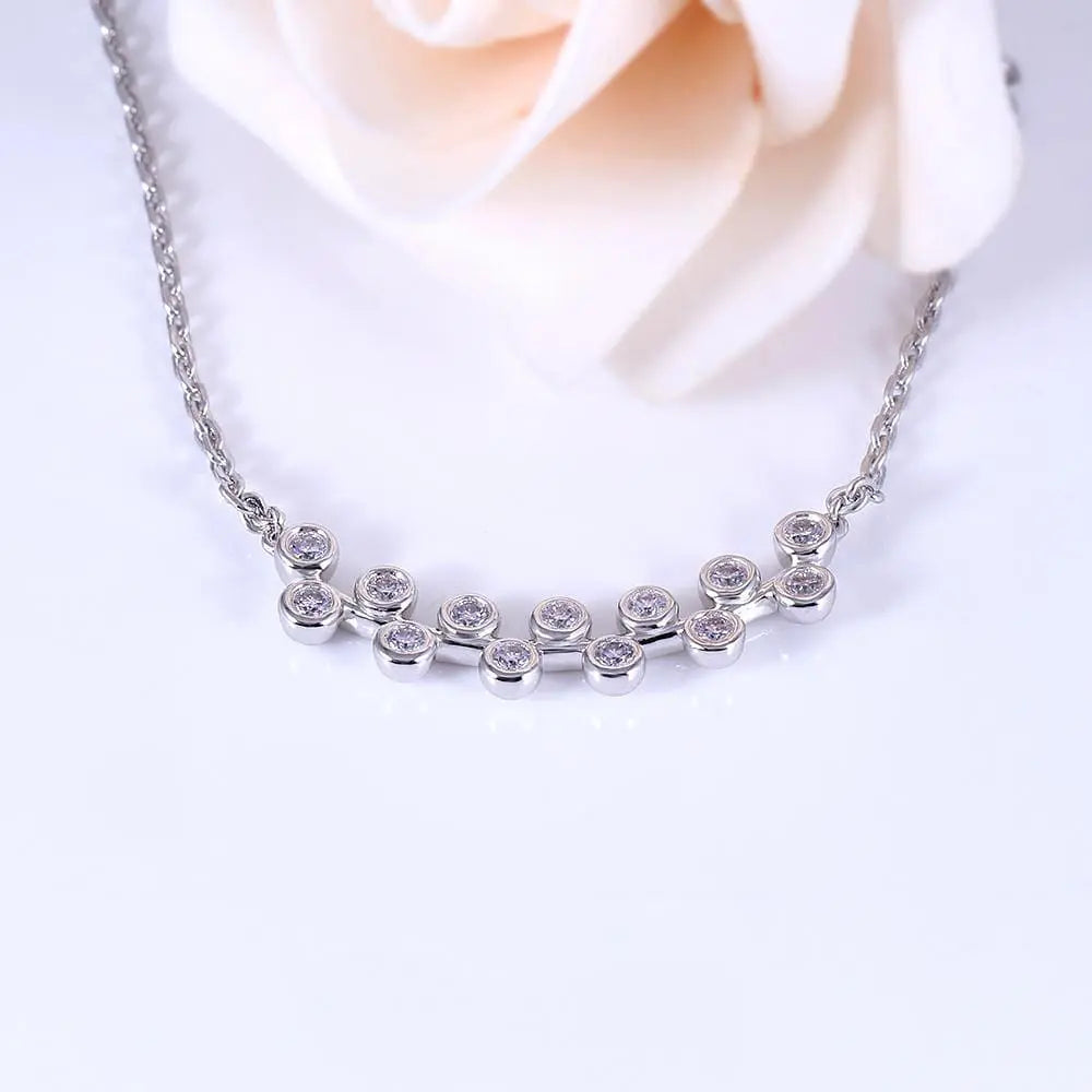 10k White Gold Moissanite Necklace 13 Stones 0.4ct Total Moissanite Engagement Rings & Jewelry | Luxus Moissanite | Most Beautiful Necklace