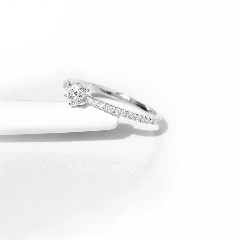 10k White Gold Moissanite Ring 0.43ct Total Moissanite Engagement Rings & Jewelry | Luxus Moissanite
